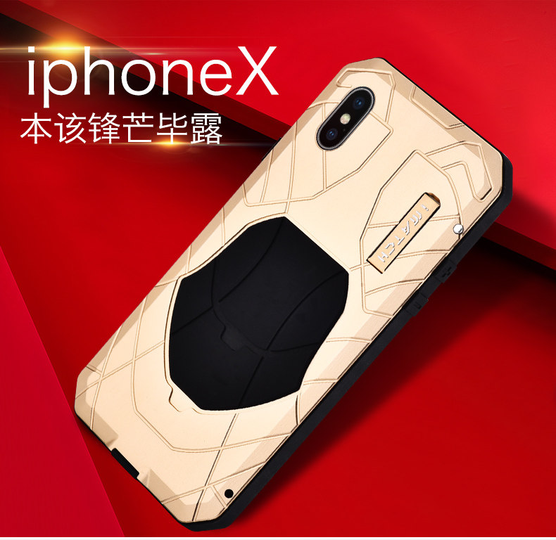iMatch Water Resistant Shockproof Dust/Dirt/Snow-Proof Aluminum Metal Military Heavy Duty Armor Protection Case Cover for Apple iPhone X