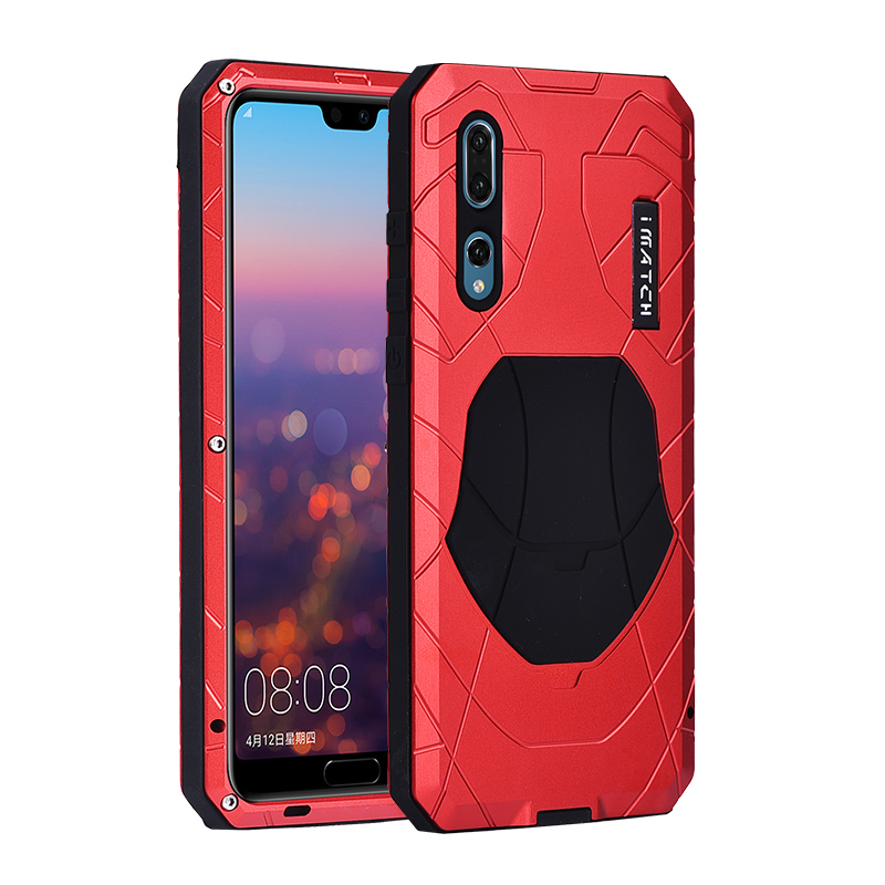 iMatch Water Resistant Shockproof Dust/Dirt/Snow-Proof Aluminum Metal Military Heavy Duty Armor Protection Case Cover for Huawei P20 & Huawei P20 Pro