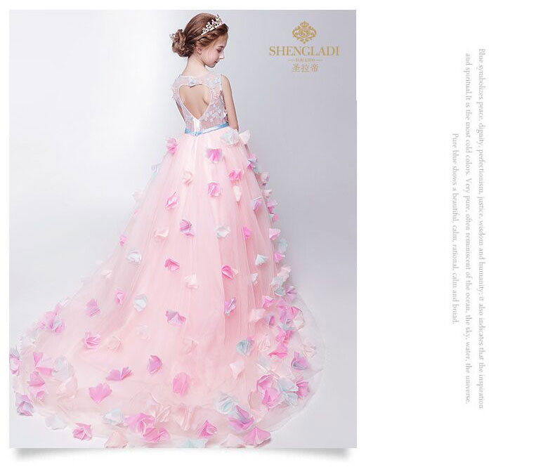 Trang phục trẻ em nữ công chúa váy hoa cô gái váy pettiskirt cô gái trang phục piano trẻ em mẫu catwalk váy cưới đầm đẹp cho be gái 7 tuổi