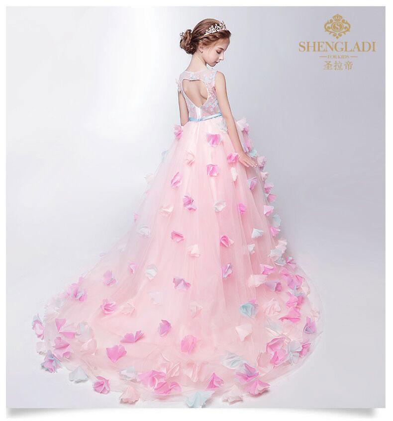 Trang phục trẻ em nữ công chúa váy hoa cô gái váy pettiskirt cô gái trang phục piano trẻ em mẫu catwalk váy cưới đầm đẹp cho be gái 7 tuổi
