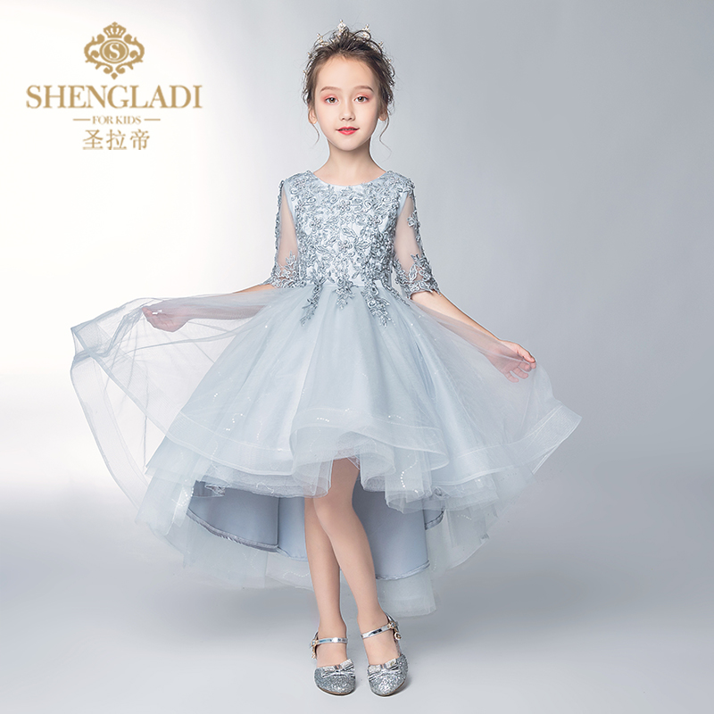 Flower Boy Gown Girl Child Wedding Dress Girl Princess Dress Girl Dress Fluffy Yarn Small Host Playing Piano Evening Gown-Taobao