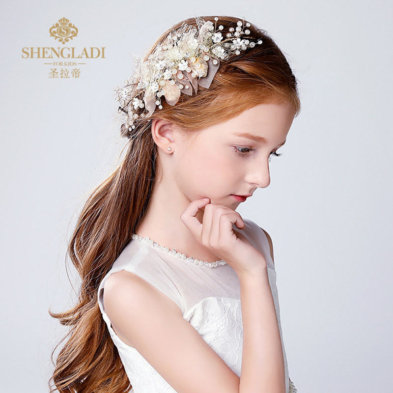 Children's headwear princess hairpin hair accessories Korean girl girl hairpin champagne color head flower girl head as accessories