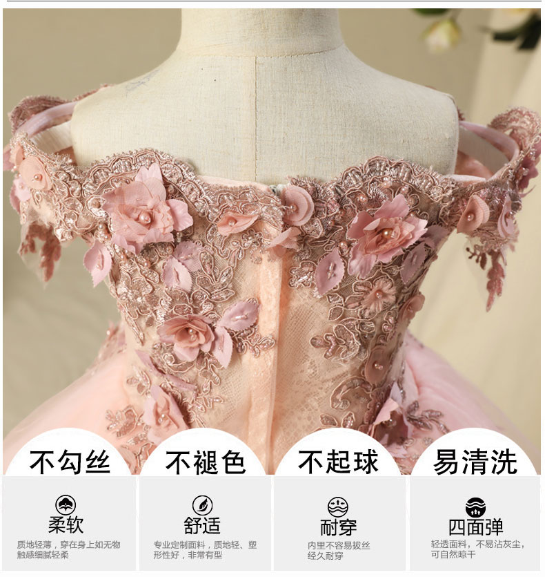 Công chúa váy cô gái đám cưới fluffy cô gái từ vai ăn mặc con máy chủ đàn piano trang phục hoa cô gái ăn mặc đầm cho bé