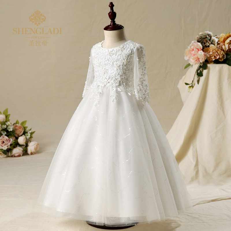 Công chúa váy cô gái trẻ em ăn mặc váy dài tay áo pettiskirt sinh nhật trẻ em trang phục cưới hoa cô gái ăn mặc nữ đồ trẻ em