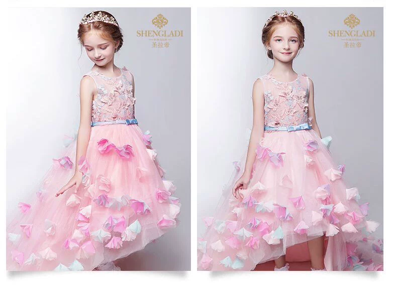 Trang phục trẻ em nữ công chúa váy hoa cô gái váy pettiskirt cô gái trang phục piano trẻ em mẫu catwalk váy cưới shop thời trang trẻ em