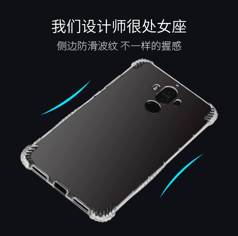 Huawei mate9 vỏ điện thoại di động silicone chống mùa thu mate8 bảo vệ bìa trong suốt túi khí bao gồm tất cả mềm mate10 nam m9 vỏ nữ mô hình thủy triều đơn giản mt9 bốn- góc phụ kiện m8 dày cá tính sáng tạo 8