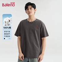 [Чистый хлопок с короткими рукавами] Бордовый лейбл на груди среднего серого цвета #MBB