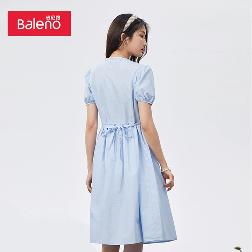 Свежее элегантное комфортное хлопковое платье, круглый воротник