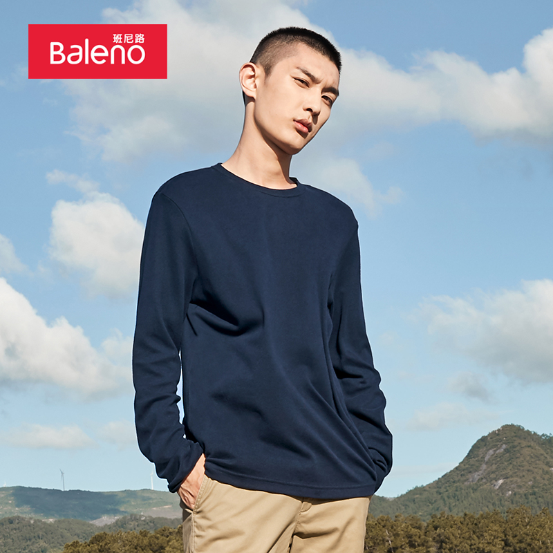 Baleno 班尼路 情侣款 纯棉长袖打底衫 天猫优惠券折后￥33包邮（￥109-76） 男、女多色可选