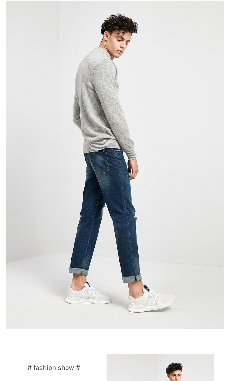 Baleno Benny Road Sweater nam Nửa cổ cao Màu rắn dài tay Xu hướng cổ điển Thu đông Áo len nam quần áo nam