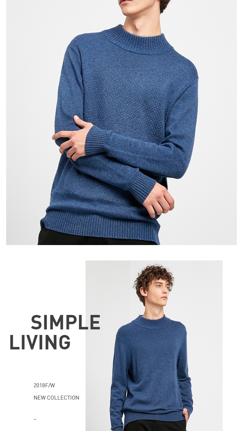 Baleno Benny Road Sweater nam Nửa cổ cao Màu rắn dài tay Xu hướng cổ điển Thu đông Áo len nam quần áo nam