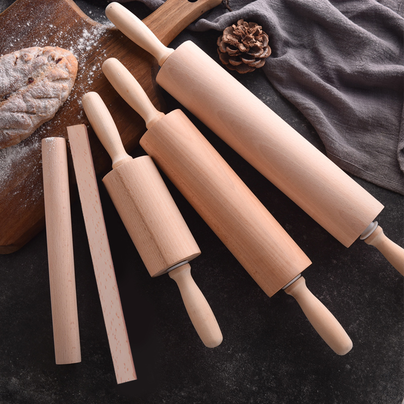 Solid wood rolling stick large baking tool bar face stick pressed water dumplings Rolling Stick small number catch-up Rolling Face Stick with scale