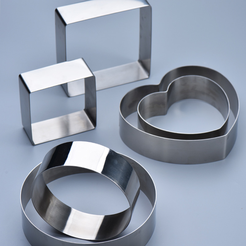 Stainless steel mousse cake molds mousse ring 6 8 inches hearts square round cheesedexo Imousse 5023