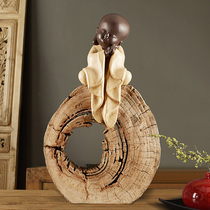 Little Maitreya new Chinese decoration Living room TV cabinet Entrance wine cabinet Home decoration Zen Camphor wood fragrance gift