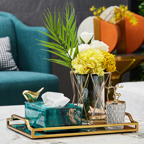 Tissue box living room light luxury soft with coffee table tray set model room storage box napkin box jewelry