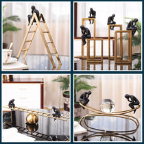 European-style thinker Creative character Office decoration Study desk Crystal ball Metal light luxury model room decoration