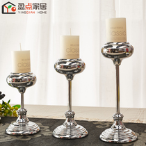 Yingdian candlestick decoration European-style Nordic romantic wrought iron silver-plated single-head wedding candlelight dinner modern simple decoration