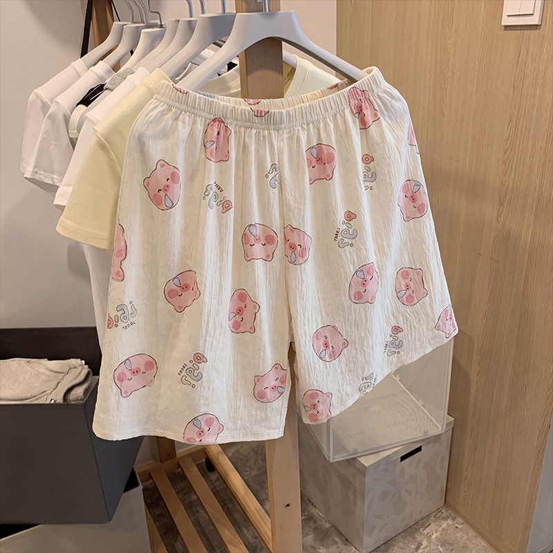 Summer Pajama Pants for Women, Cute Snot Pig Casual Pants, Cloud Cotton Loose Thin Shorts, Lazy Beach Pants That Can Be Worn Outside