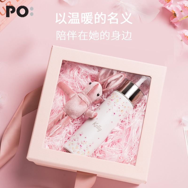 Denmark po thermos mug girl heart ins cute cup portable water cup custom name creative gift box for girlfriend