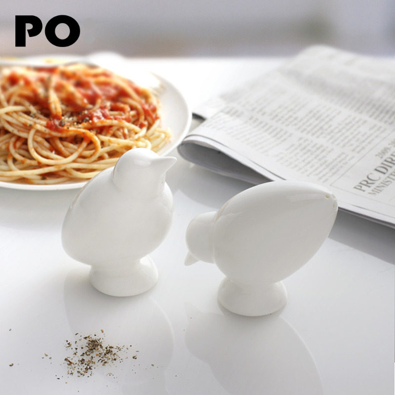 Danish PO seasoning bottle ceramic bird pepper salt bottle family sugar salt jar sealed seasoning bottle set combination