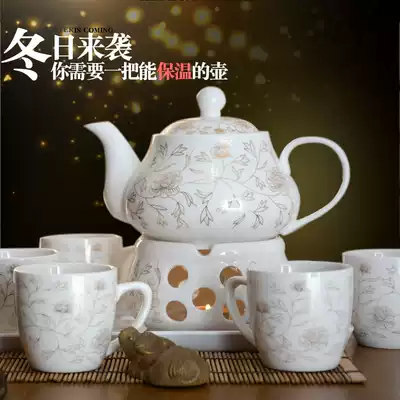 Household teapot tea cup set ceramic tea set Simple 6 cups retro 4 people Kung Fu flower tea tea shell pot set