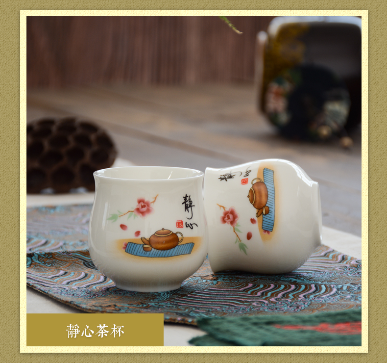 Kung fu tea one cup master cup jingdezhen tea set ceramic cup single glass cup glass ceramic cups