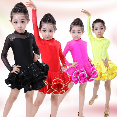 2020 New Spring and Summer Festival Long Sleeve Dance Festival Dress for Children's Latin Dance Dress
