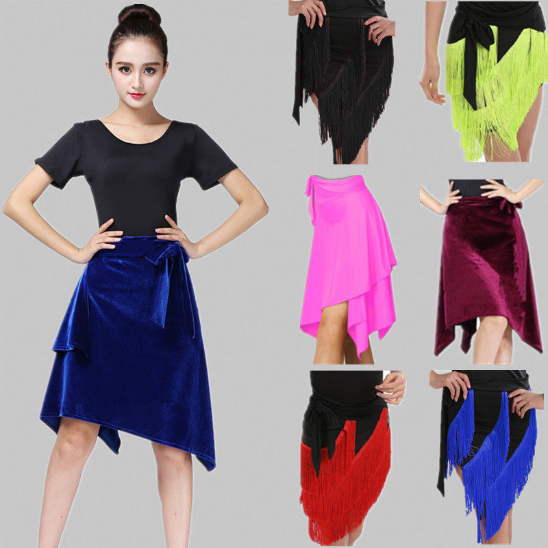 New Latin dance Hip Towels Adult Female Irregular Flus Seder Half Body Apron Latin Practice Dance Short Dress A Skirt