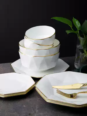 Jingdezhen bone china Phnom Penh modern tableware dishes set European dishes household Nordic light luxury high-end simple