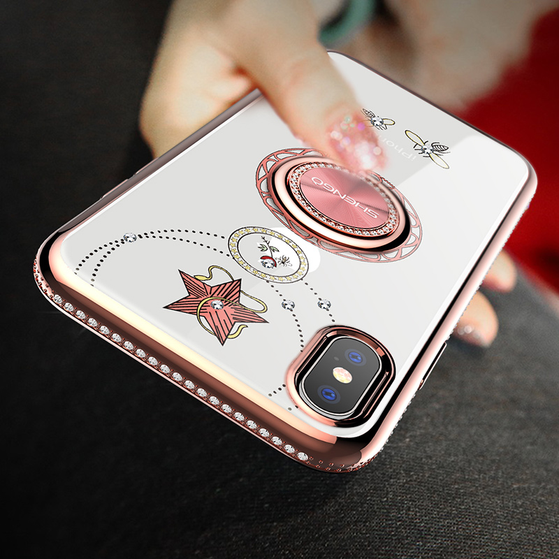 Suitable for apple x mobile phone protection shell lady 7plus silicone cover 8plus full package border fall 6plus water drill softshell apple xsmax personality creativity 78 i7p ultra-thin xr