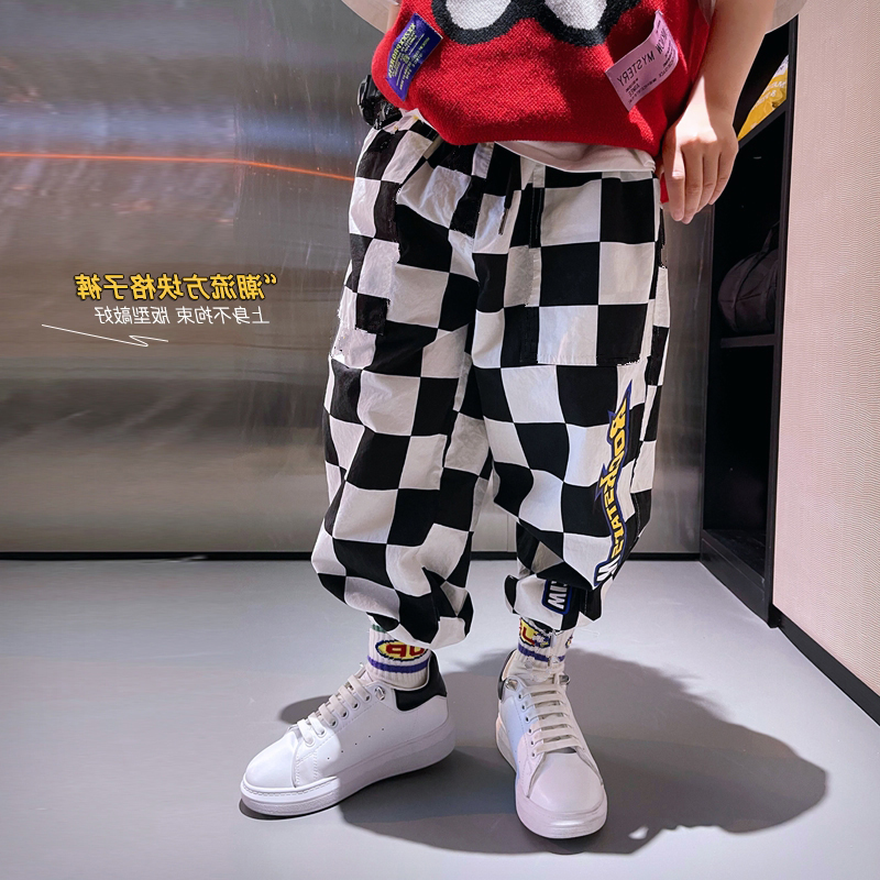 Plaid Mosquito PantsChildren's wear Boy leisure time trousers Anti mosquito trousers 2021 Spring and summer new pattern Foreign style Zhongda Tong tide children Thin Plaid pants