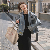 2022 Spring Autumn New short Jeans Fried Street Jacket Woman Han Edition Easy 100 Ride Retro Port Taste Bf Jacket jacket