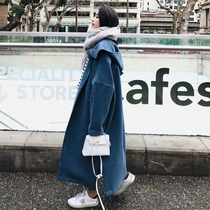 Loose big code Fat mm over kneecap long fur coat woman 2021 autumn winter new thickened Korean version of the Korean version