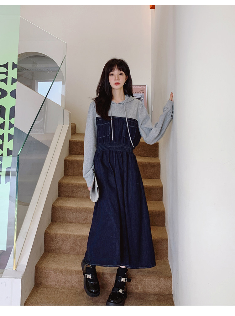 Neo Dress 純色短袖圓領設計休閑連身裙 - Gray Blue 灰藍色 (CB554) main image 0