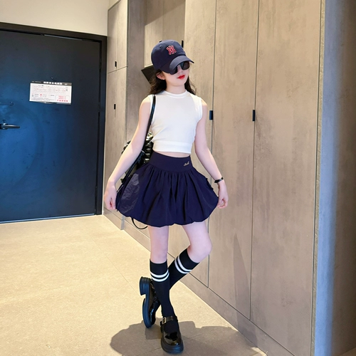 Детская юбка, летняя одежда, черные штаны