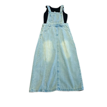 2024 new big girl denim harness with dress black vest suit summer skirt foreign air long skirt summer dress