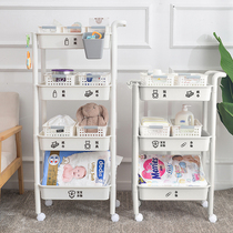 Rice Wood trolley rack kitchen multi-layer storage rack with wheels mobile side shelf multi-layer convenient storage rack