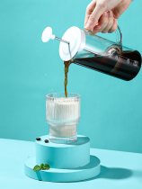 Rice Wood press pot High Borosilicate glass hand brewing pot household coffee brewing milk Brewer beating pot coffee utensils