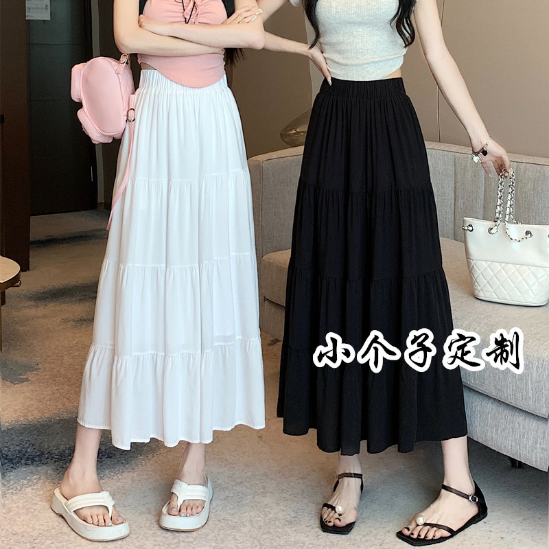 150cm Short Person Long White Skirt 2025 New Super Popular Summer A-Line Drapey Tiered Skirt Xxs145