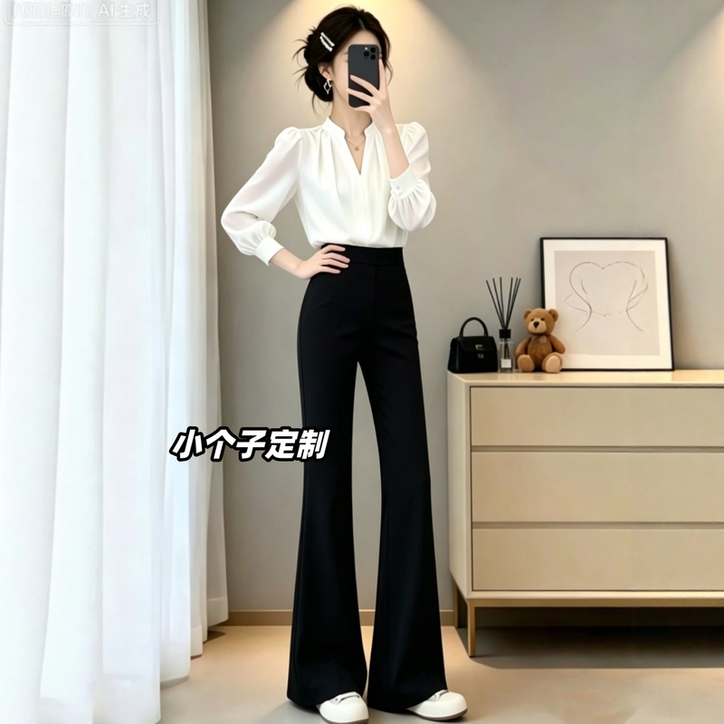 Suitable for 150cm Petite Women, a Complete Set of 2026 Autumn New Style Flared Suit Pants and Shirt Two-Piece Set Suitable for 150cm Petite Women, a Complete Set of 2026 Autumn New Style Flared Suit Pants and Shirt Two-Piece Set