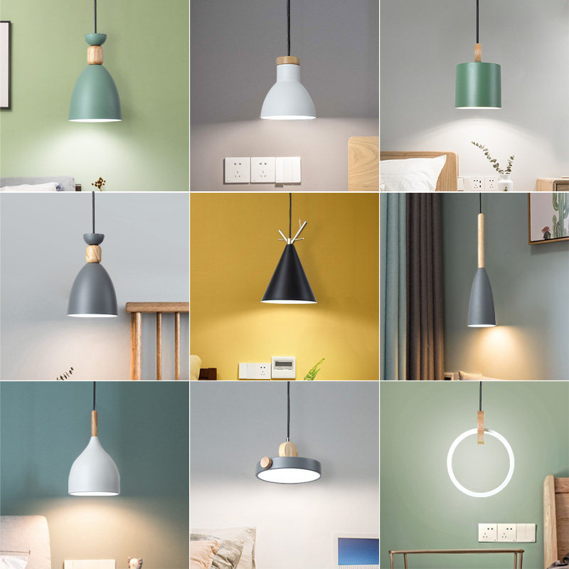 Nordic style bedroom bedside small chandelier post-modern minimalist light luxury creative single-head macaron net red room lighting