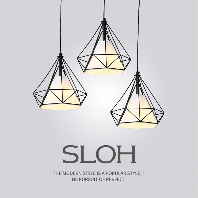 Nordic wind lamps modern simple diamond styling creative chandelier bar clothing shop tablelamps