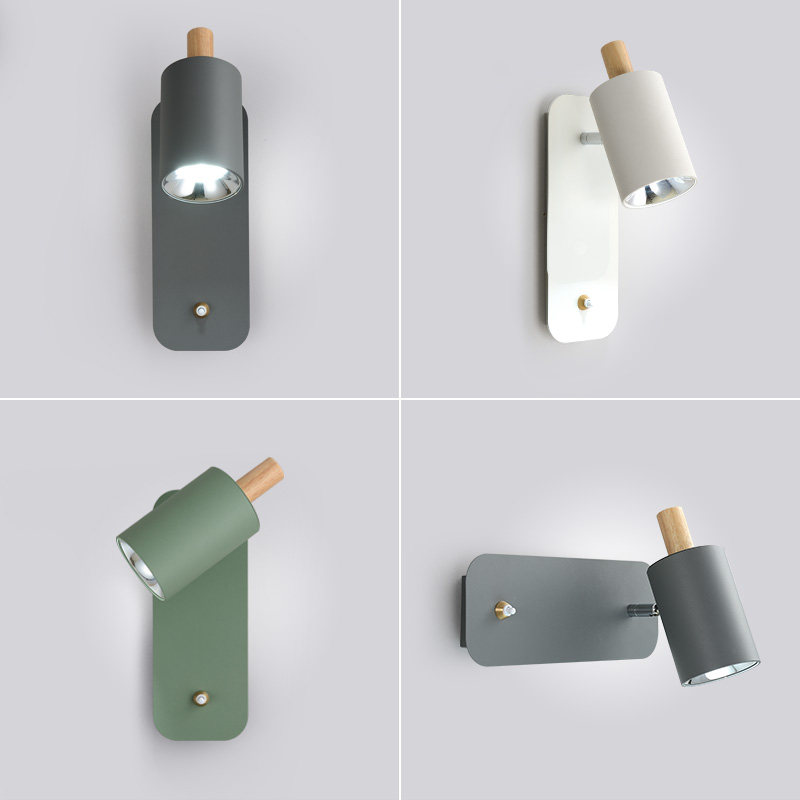 Nordic wall lamp minimalist bedroom bed head lamp with switch rotatable hotel LED light net red headboard reading wall lamp