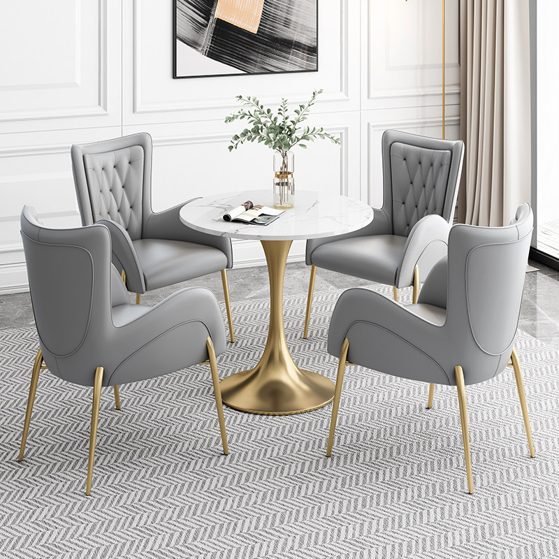 Nordic Rockboard Round Table Coffee Table Light Lavish Talks Table And Chairs Combined Sample House Display Center Modern Reception Milk Tea Shop Dining Chair