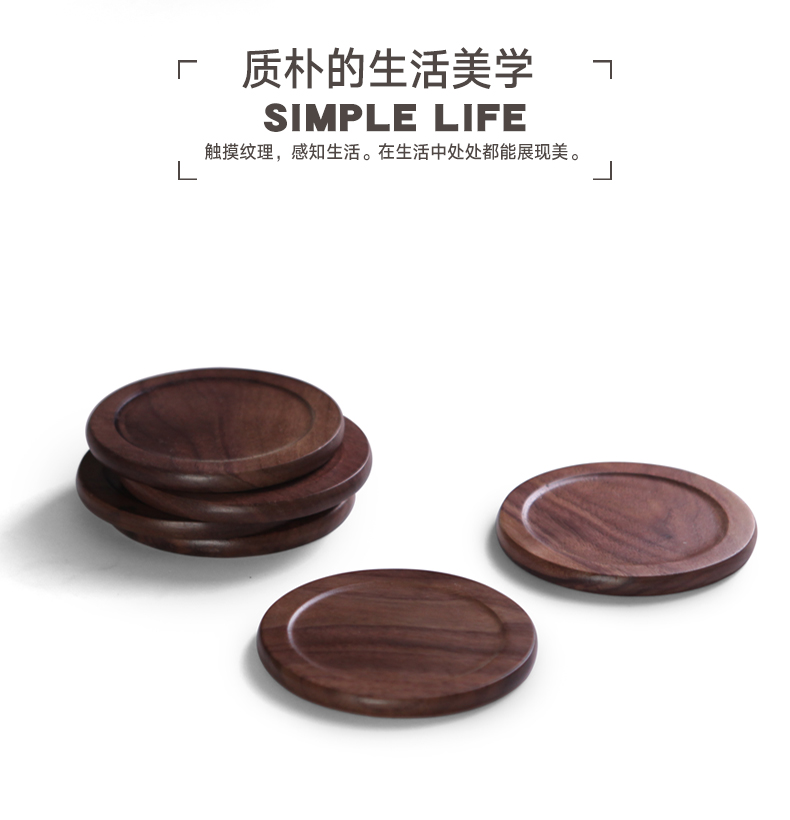Gỗ óc chó đen gỗ rắn coaster cách nhiệt pad đặt tách cà phê pad nước cốc hỗ trợ nhiệt pad hộ gia đình mat phụ kiện - Tách bình uống nước bbox