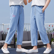 quần mỏng 2020 vừa mới và trẻ em lớn chống muỗi quần jeans cô gái mùa hè Hàn Quốc phiên bản của yanggas chín quần 12 tuổi.