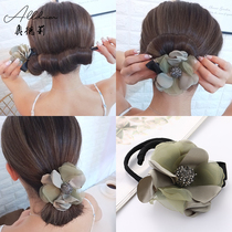  Adult fabric flower hair tray Lazy variety flower bud head meatball head tray hair stick Hair braiding tool Headdress Female