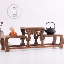 Mahogany Bogu rack Small multi-treasure pavilion chicken wing wood tea set rack Solid wood storage rack Purple Sand teapot shelf display rack