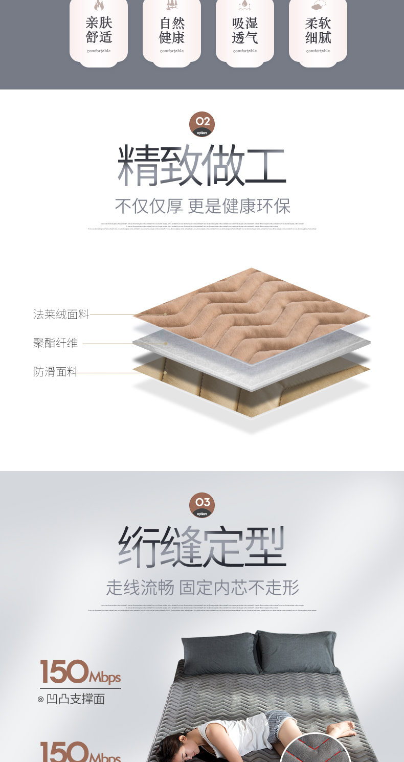 Nệm flannel ở Nam Cực 褥 1,8x2.0 m thảm đệm 1,5m 褥 mat là thảm bảo vệ chống trượt - Nệm nệm kim đan