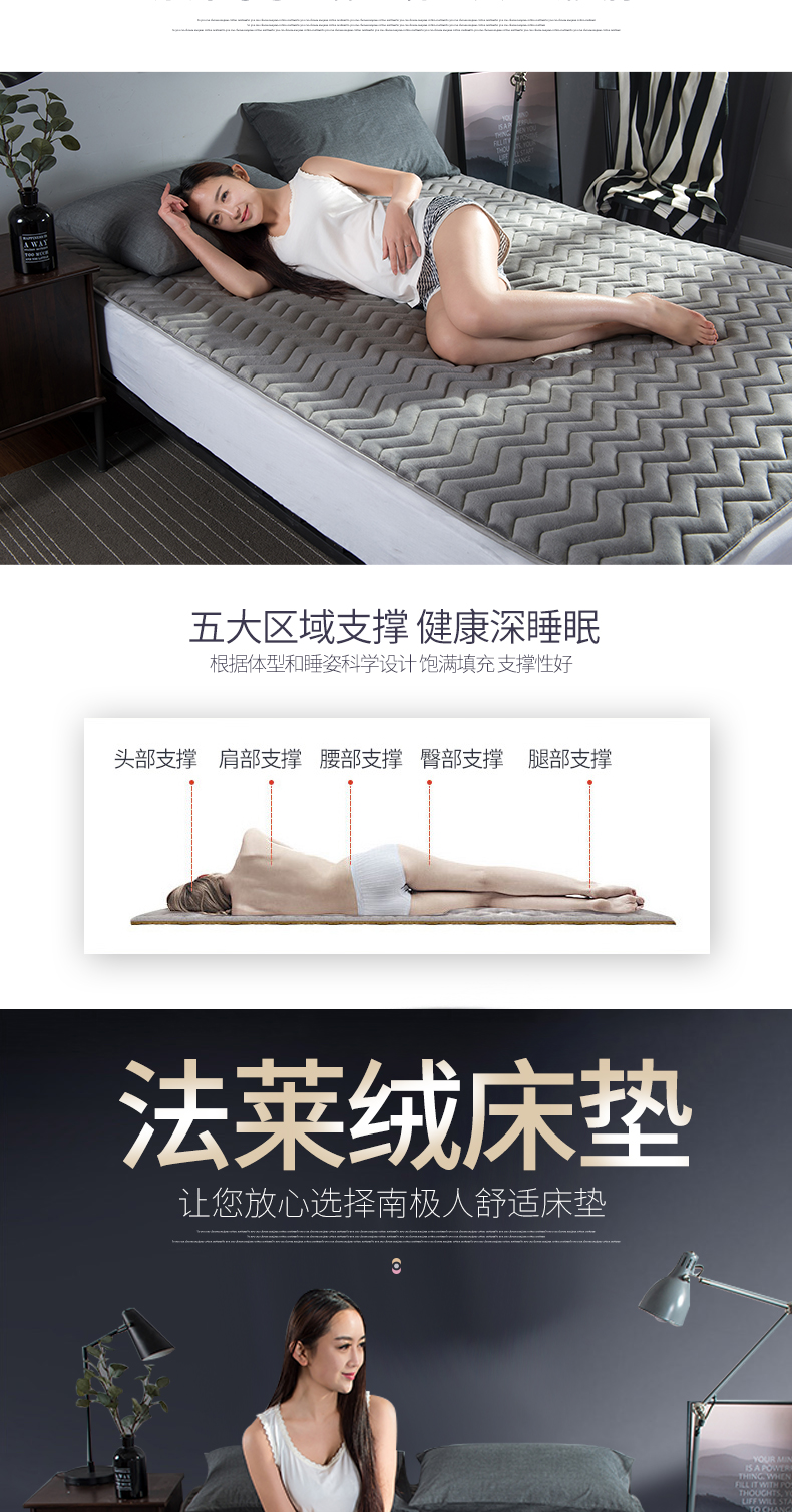Nệm flannel ở Nam Cực 褥 1,8x2.0 m thảm đệm 1,5m 褥 mat là thảm bảo vệ chống trượt - Nệm nệm kim đan
